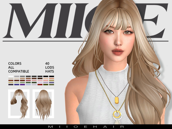 Maxis Match MIIOE Long side hair by MIIOE - The Sims 4 Custom Content