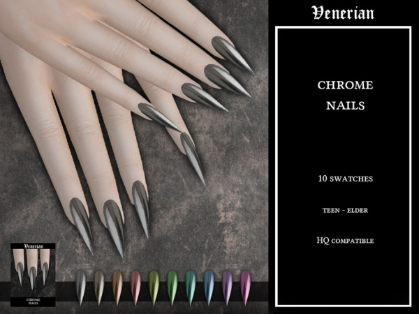 Alpha Chrome Nails by Venerian - The Sims 4 Custom Content