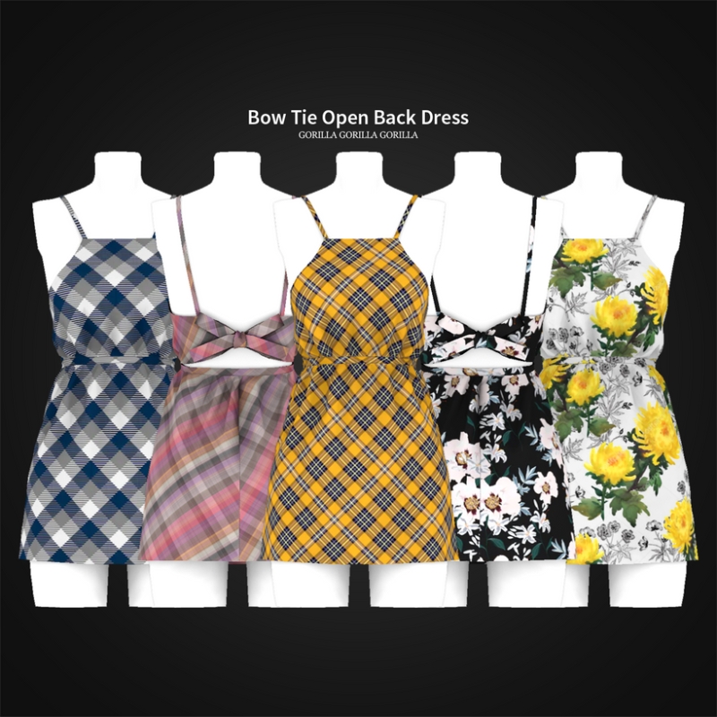 Alpha Bow Tie Open Back Dress by simsfinds - The Sims 4 Custom Content
