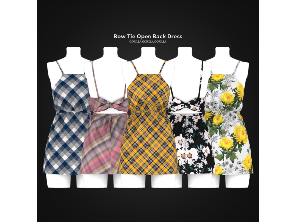Alpha Bow Tie Open Back Dress - The Sims 4 Custom Content