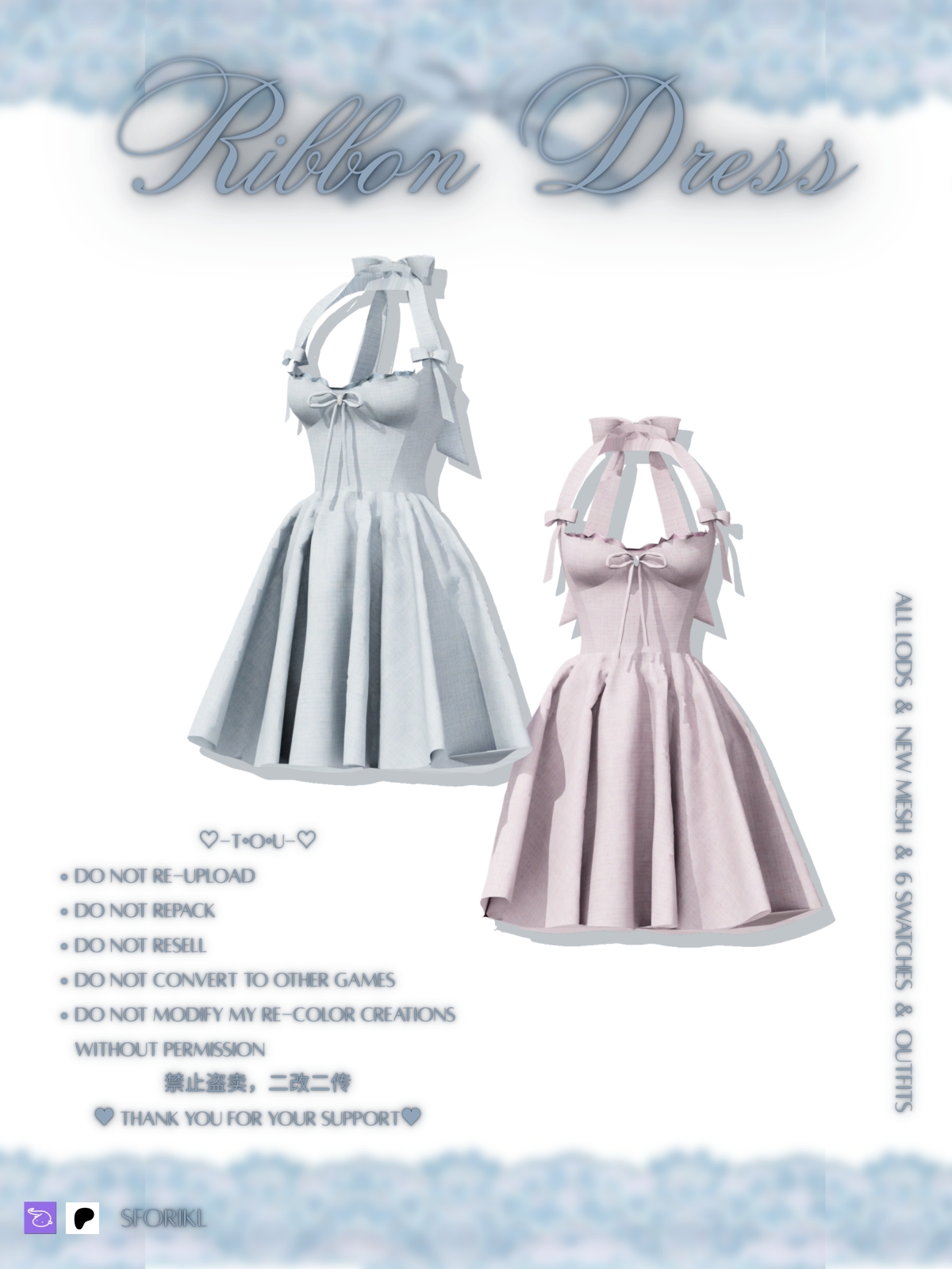 Mix SforiklRibbon Dress by simsfinds - The Sims 4 Custom Content