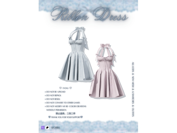 Mix u3010Sforiklu3011Ribbon Dress - The Sims 4 Custom Content