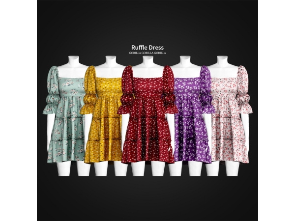 Alpha Ruffle Dress by [Gorilla Gorilla Gorilla] - The Sims 4 Custom Content