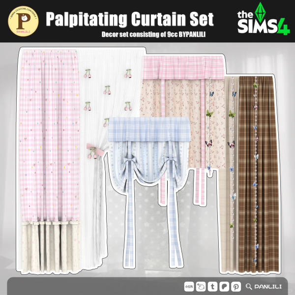 Mix Palpitating Curtain Set by simsfinds - The Sims 4 Custom Content