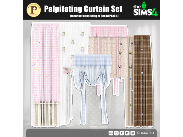 Mix Palpitating Curtain Set by PANLILI - The Sims 4 Custom Content