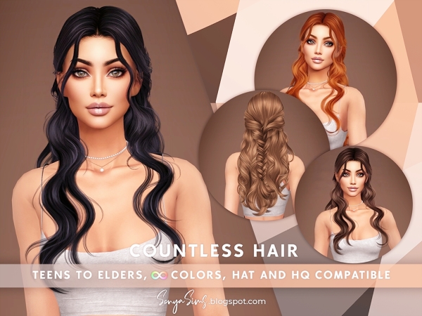 Alpha Countless Hair (With Bangs) - The Sims 4 Custom Content