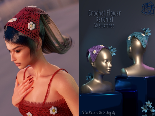 Alpha Crochet Flower Kerchief BRsims - The Sims 4 Custom Content