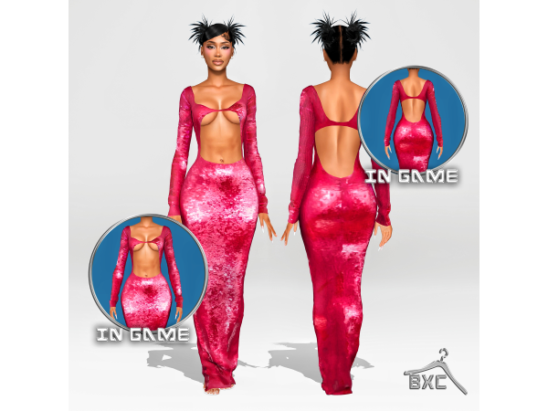 Alpha CUT FRONT GOWN by baddiexsimmer - The Sims 4 Custom Content