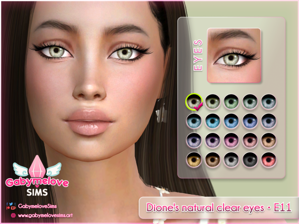 Alpha Dione's natural clear eyes E11 contact lenses by gabymelovesims - The Sims 4 Custom Content