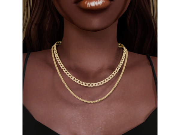 Mix Golden Layered Chain Necklace 02 - The Sims 4 Custom Content