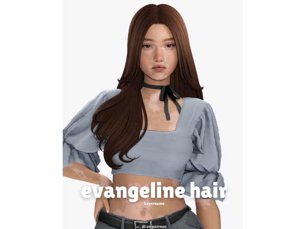 Maxis Match evangeline hair by kaycreame - The Sims 4 Custom Content