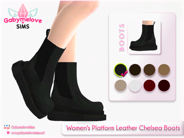 Mix Women's Platform Leather Chelsea Boots - The Sims 4 Custom Content