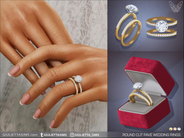 Round Cut pave Diamond Wedding Rings by feyona