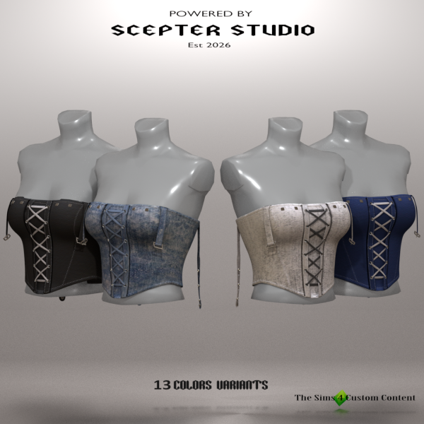 Alpha Morana Denim Camisole by scepterstudio - The Sims 4 Custom Content