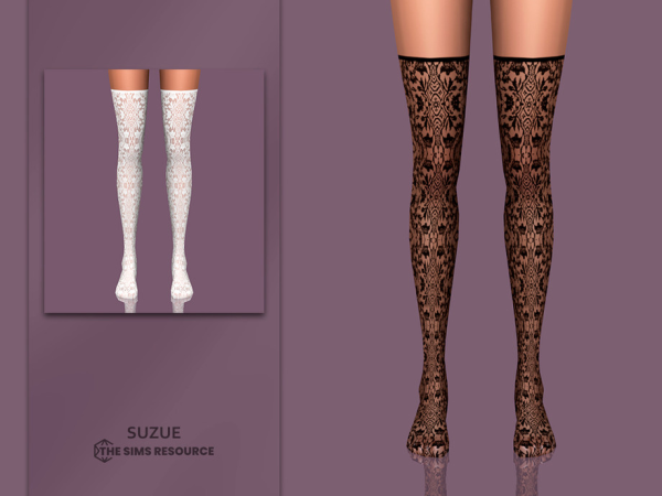 Alpha Romantic Lace Stockings by Suzue - The Sims 4 Custom Content