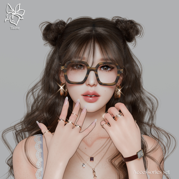 Mix DOWNTOWN GIRL ACCESSORIES SET by simsfinds - The Sims 4 Custom Content