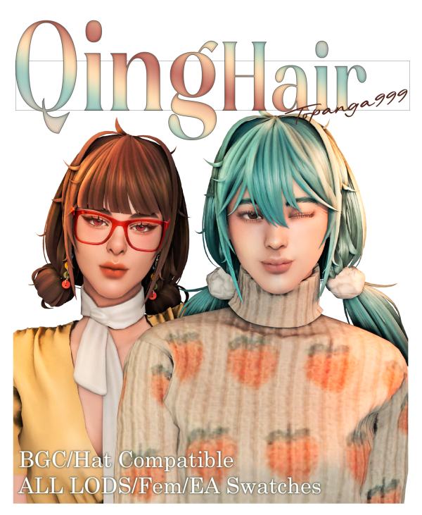 Maxis Match [topanga999] Qing Hair by simsfinds - The Sims 4 Custom Content
