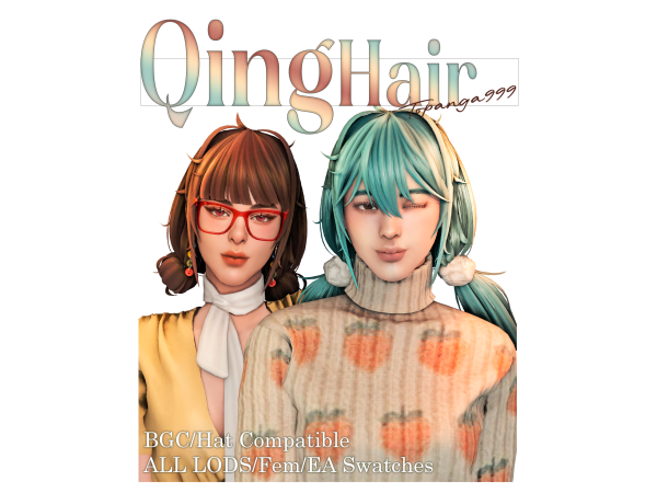 Maxis Match [topanga999] Qing Hair - The Sims 4 Custom Content