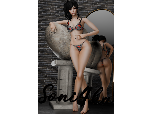 Alpha Skull and Heart Underwear Set by Soni4ka - The Sims 4 Custom Content