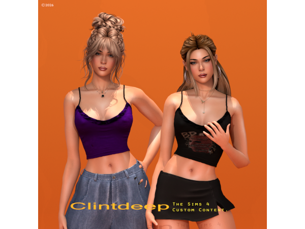 Alpha Clintdeep Valkyrie Strap Velvet Camisole Top - The Sims 4 Custom Content