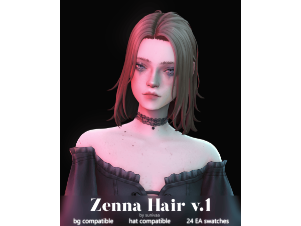Maxis Match Zenna Hair by sunivaa - The Sims 4 Custom Content