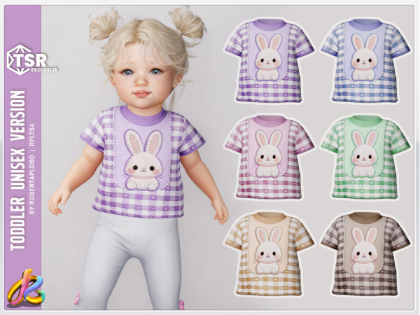 Alpha 348 Toddler Unisex Top Adorable Bunny T Shirt by RobertaPLobo - The Sims 4 Custom Content
