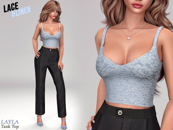 Alpha curseforge tank Top (lace linen set) - The Sims 4 Custom Content