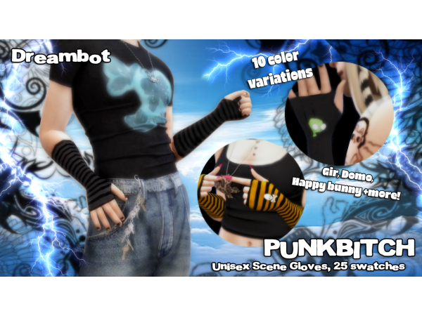 Maxis Match PUNKBITCH GLOVES REDUX by clownne - The Sims 4 Custom Content