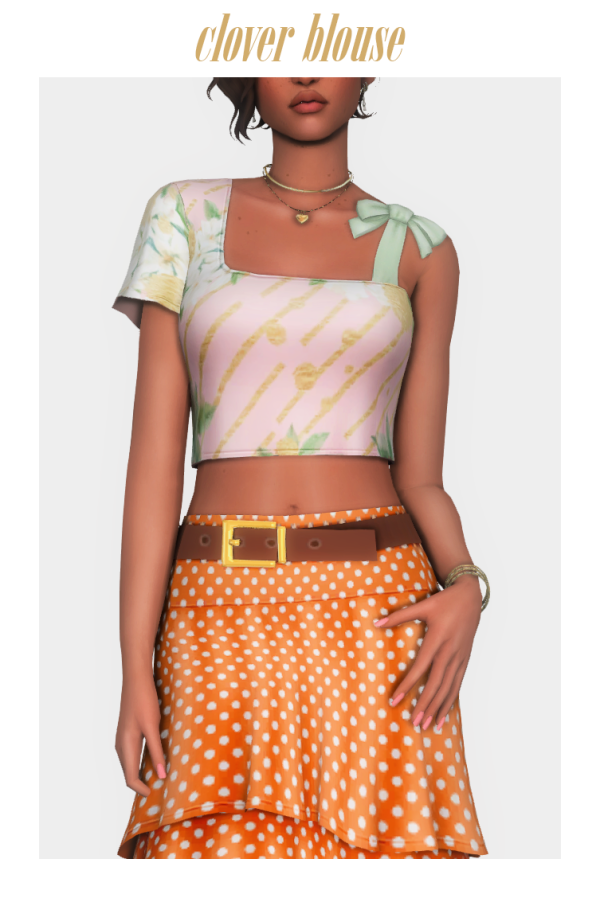Maxis Match clover blouse by simsfinds - The Sims 4 Custom Content
