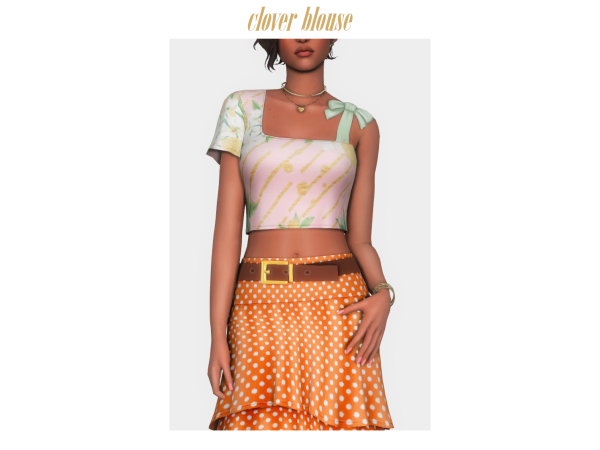 Maxis Match clover blouse by clumsyalien - The Sims 4 Custom Content