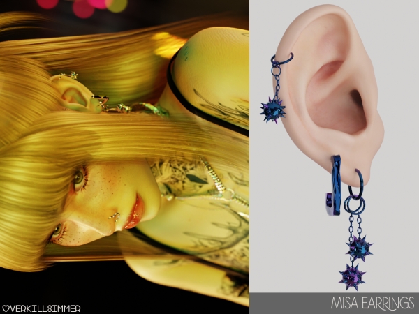 Mix Misa earrings by overkillsimmer - The Sims 4 Custom Content