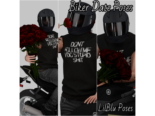 Alpha Biker Date Poses by 𝓛𝓲𝓵 𝓑𝓵𝓾'𝓼 𝓟𝓸𝓼𝓮𝓼 - The Sims 4 Custom Content