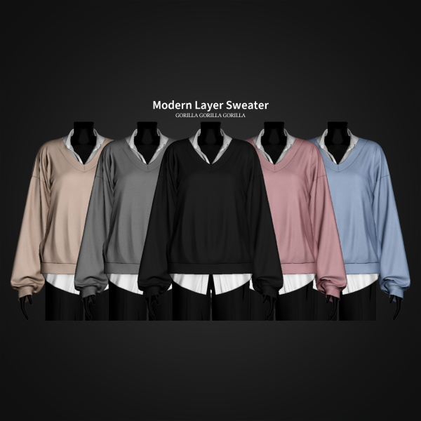 Alpha Modern Layer Sweater by simsfinds - The Sims 4 Custom Content