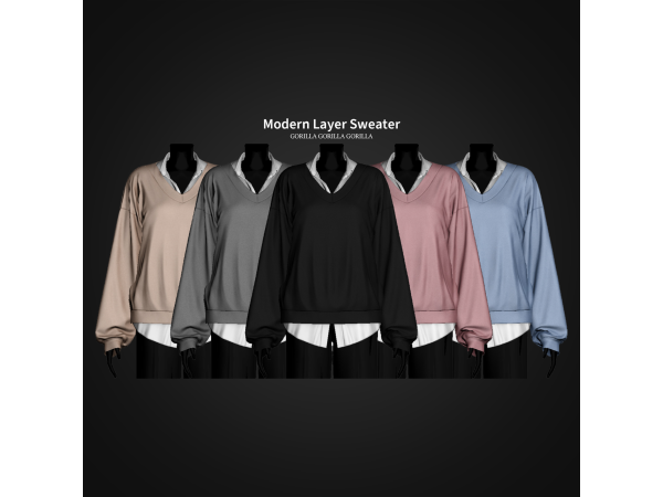 Alpha Modern Layer Sweater by gorillax3 - The Sims 4 Custom Content