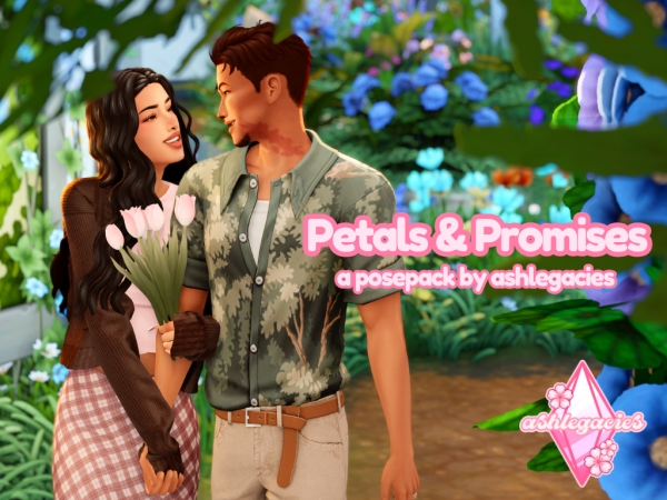 Sims 4 Maxis Mix Couple Poses CC: Petals & Promises Posepack