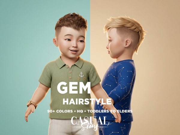 Alpha Gem Hairstyle Modern Mullet Toddlers - The Sims 4 Custom Content