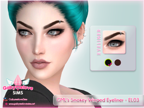 Mix GML's Smokey Winged Eyeliner EL03 - The Sims 4 Custom Content