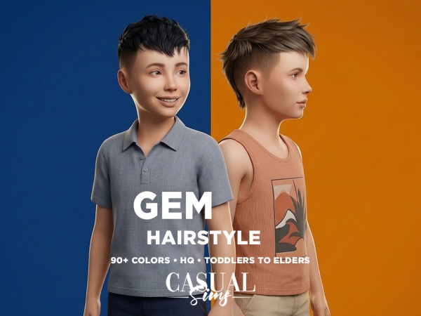 Alpha Gem Hairstyle Modern Mullet Children - The Sims 4 Custom Content