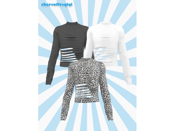 Mix [charonroqiqi]ripped top_m(ingameblender) - The Sims 4 Custom Content