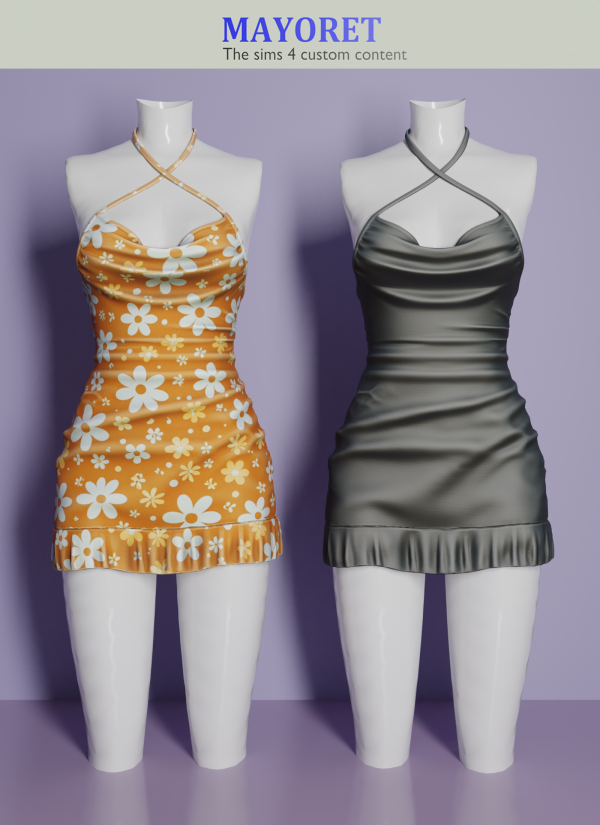Alpha Mayoret Sherini Dress by mayoret - The Sims 4 Custom Content