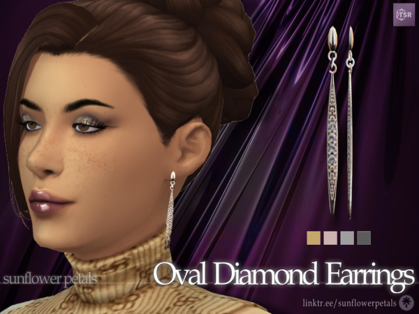 Mix Oval Diamond Earrings - The Sims 4 Custom Content