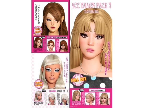 Maxis Match Accessory Bangs Pack 3 by wotunciba - The Sims 4 Custom Content