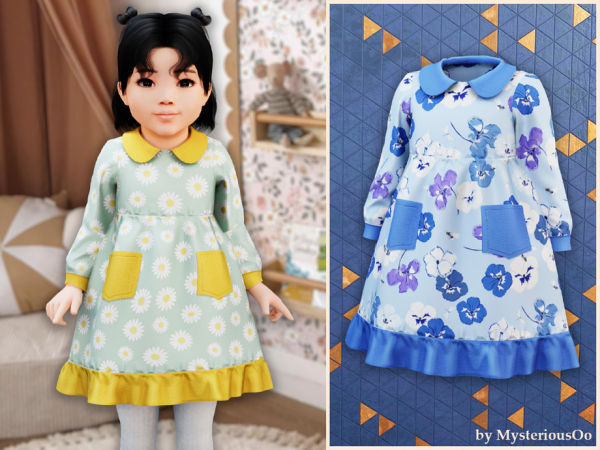 Alpha Toddler Collared pocket dress by MysteriousOo - The Sims 4 Custom Content