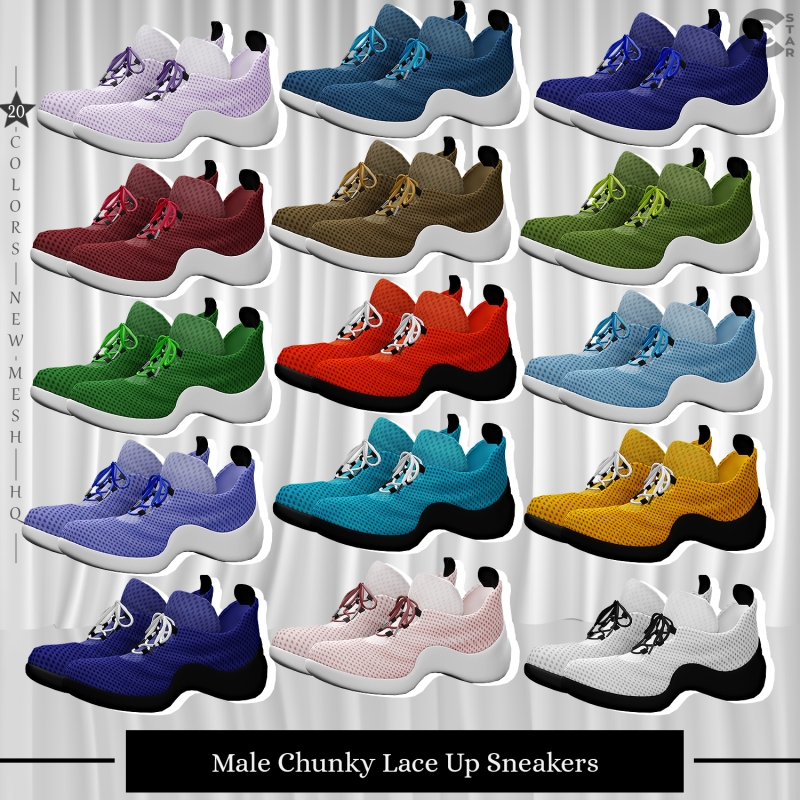 Maxis Match Male Chunky Lace Up Sneakers by cool_content_star - The Sims 4 Custom Content