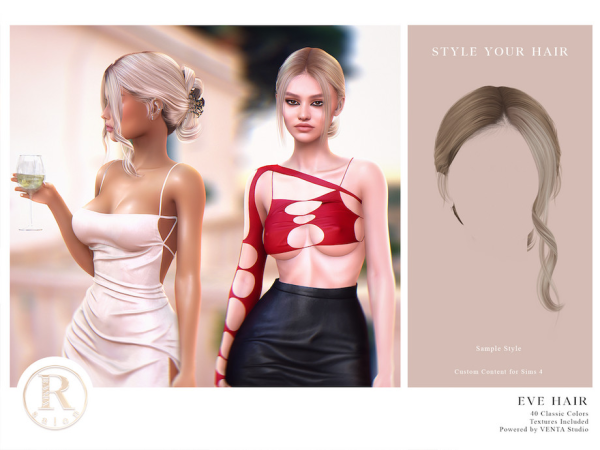 Alpha RAMA Eve Hair by VentaStudio - The Sims 4 Custom Content