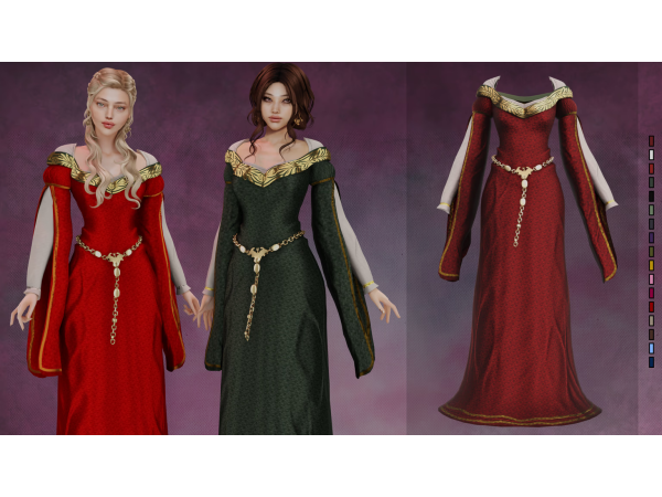 Alpha MEDIEVAL FORMAL GOWN by LYNXsimz - The Sims 4 Custom Content