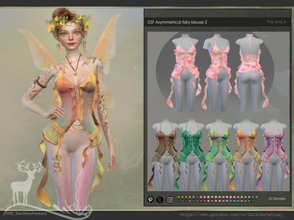 Alpha Asymmetrical fairy blouse 2 by DanSimsFantasy - The Sims 4 Custom Content