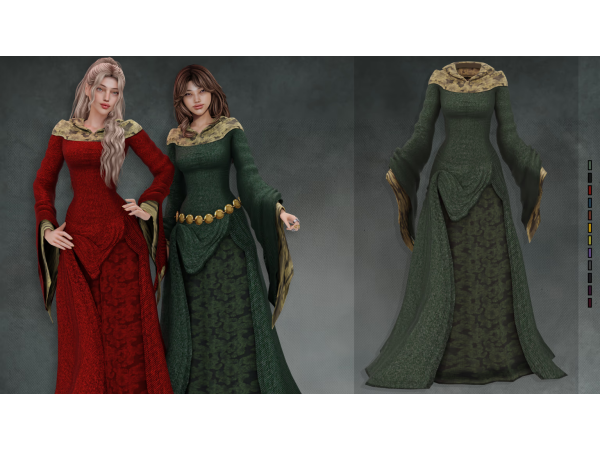 Alpha MEDIEVAL GOWN by LYNXsimz - The Sims 4 Custom Content