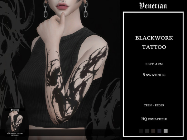 Mix Blackwork Arm Tattoo by Venerian by Venerian - The Sims 4 Custom Content