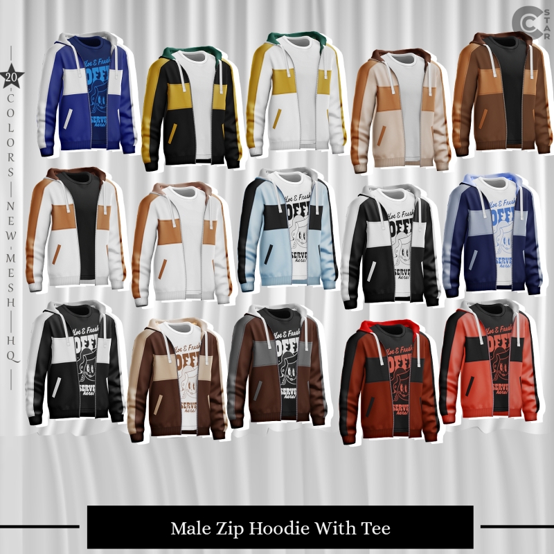 Maxis Match Male Zip Hoodie With Tee cool_content_star by cool_content_star - The Sims 4 Custom Content